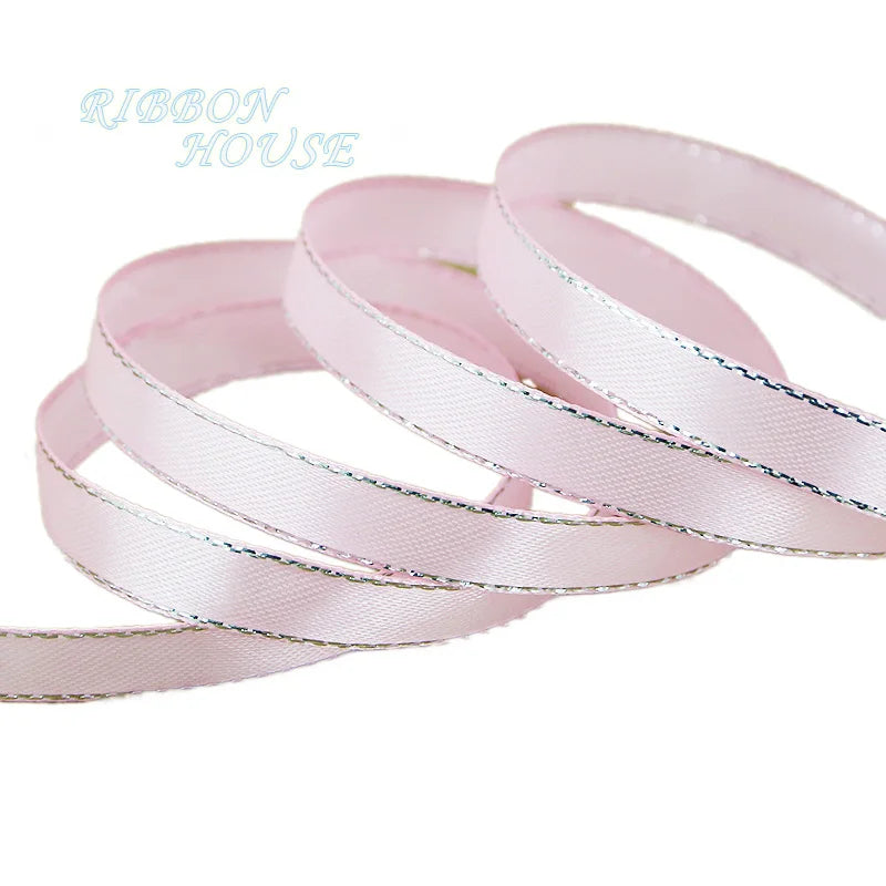 White Silver Edge Satin Ribbon 10mm – 25 Yards Craft & Gift