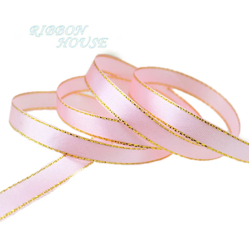 Gold Edge Satin Ribbon 25 Yards – 6 to 40mm Gift & Craft