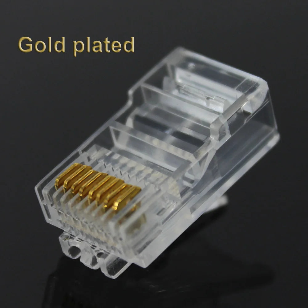 RJ45 Gold-Plated Ethernet Connectors Cat5/Cat5e – 20/50/100 Pack