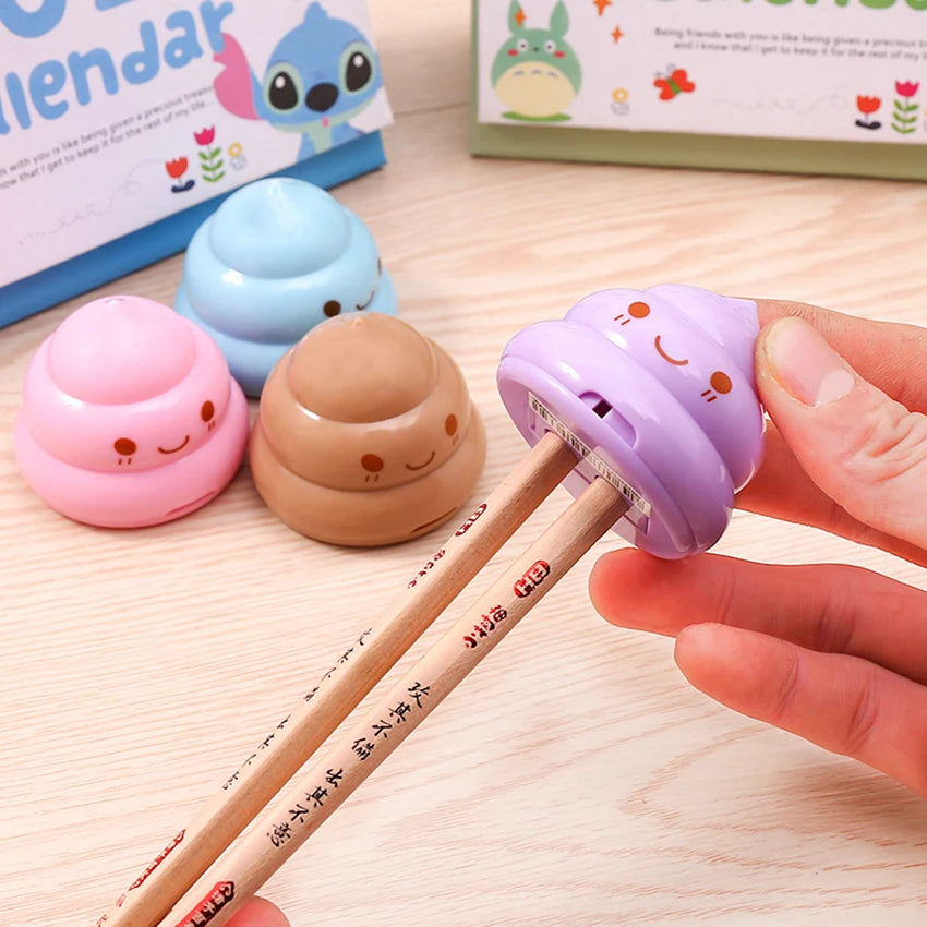 Poop Emoji Mini Double Hole Pencil Sharpener for Kids