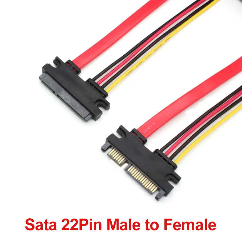 OULLX 22-Pin SATA Male to Female Adapter Cable 30/50cm