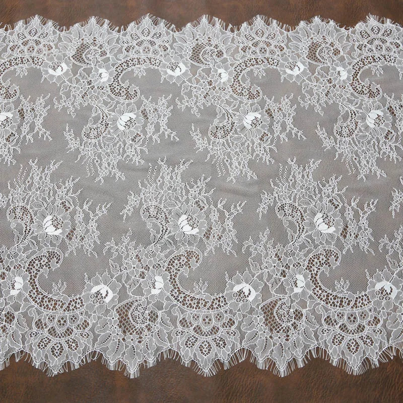 Floral Embroidered Eyelash Lace Ribbon 60cm Wide – 3 Meters