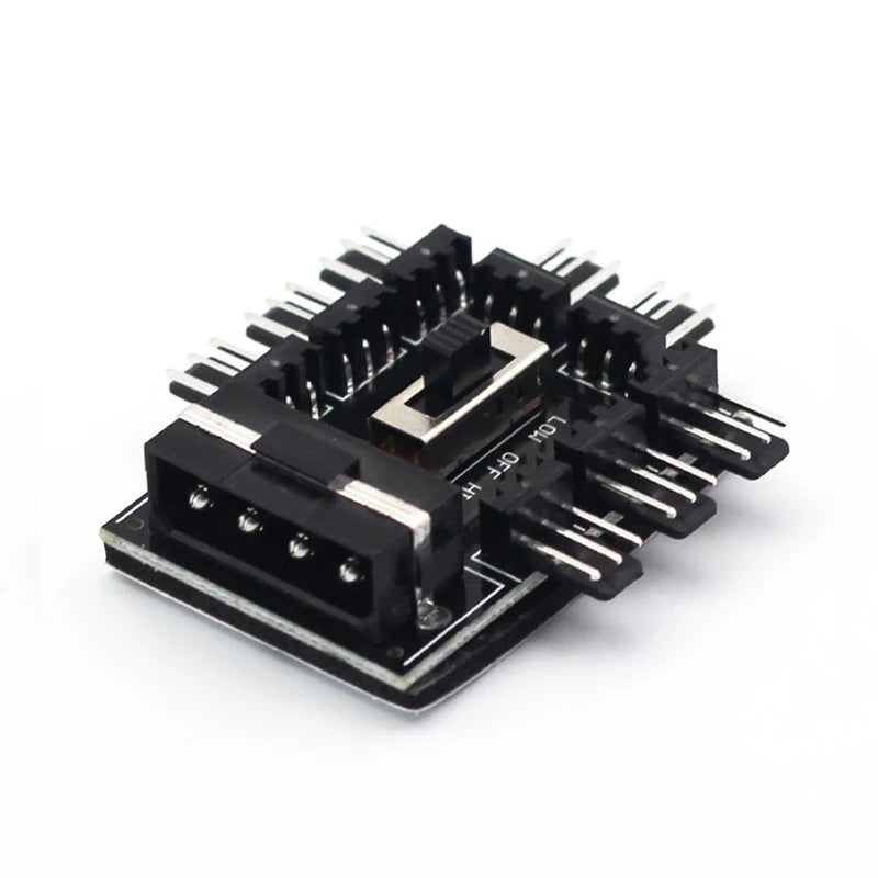 1-to-8 PWM Fan Hub SATA Molex Splitter 12V Speed Controller