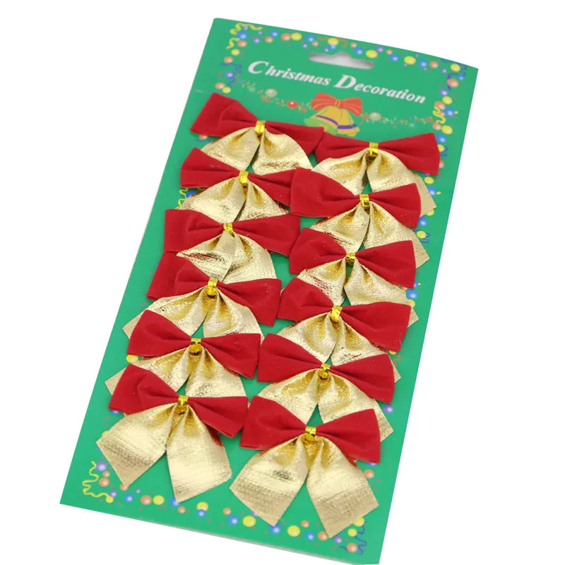 Christmas Tree Bow Decorations 12Pcs – 6cm Holiday Bows