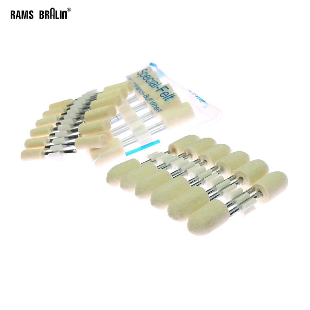 12-Pc Wool Felt Polishing Bobs 3mm Shaft – Rotary Tool Bits
