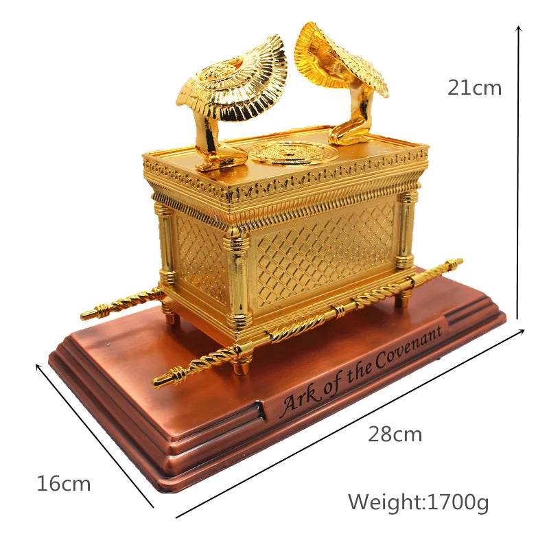Gold-Plated Ark of the Covenant Metal Sculpture | Christian Décor
