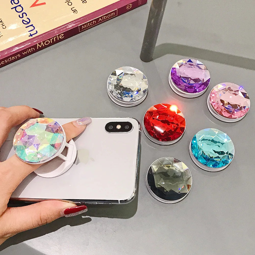 Holographic 3D Diamond Phone Ring Grip Stand – Universal Fit