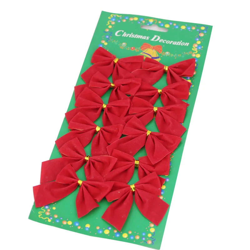 Christmas Tree Bow Decorations 12Pcs – 6cm Holiday Bows