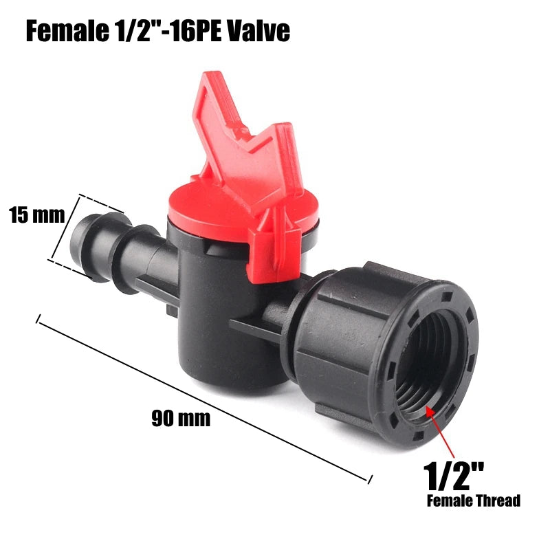 Female Ball Valve PE Pipe Connector 1/2" 3/4" – 16mm 20mm