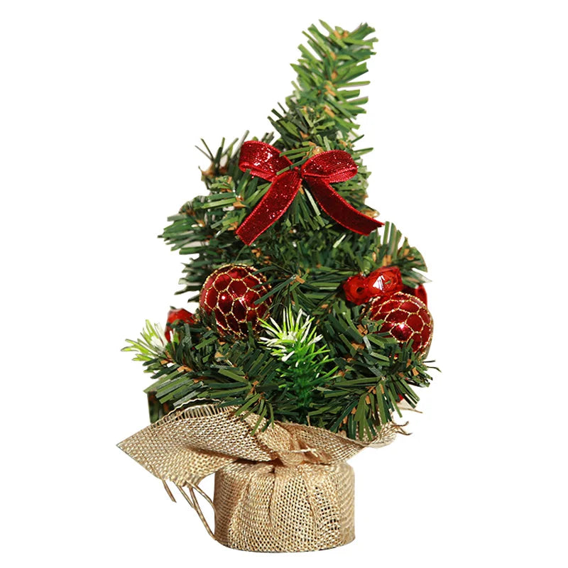 Mini Christmas Tree Gold Bow Holiday Decoration | 12×20cm