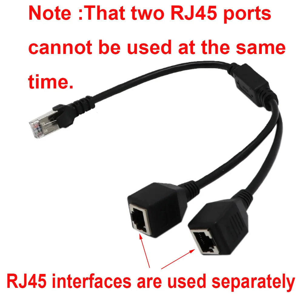 RJ45 1 to 2 LAN Splitter Cable – Cat5 Cat5e Cat6 Adapter