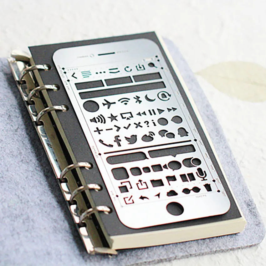 Stainless Steel Geometric Drawing Template Ruler – Multi-Pattern