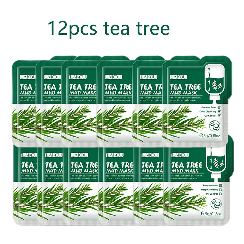 LAIKOU Tea Tree Clay Mud Mask – Deep Cleansing 12 Sachets