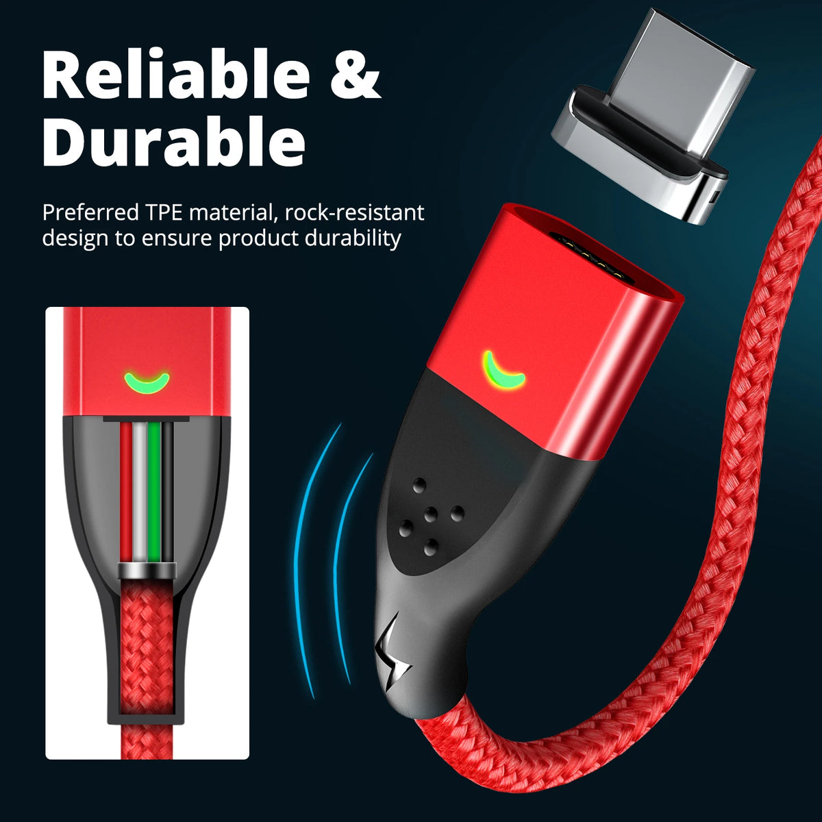 FONKEN Magnetic USB-C & Micro USB Cable – 3A Fast Charge