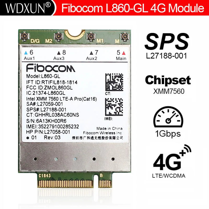 Fibocom L860-GL 4G LTE Cat16 M.2 WWAN Card for HP EliteBook