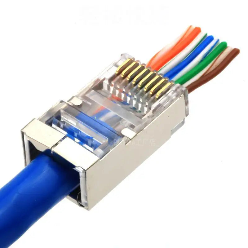 OULLX RJ45 Cat6/Cat6A Gold-Plated Pass-Through Connectors 20/50/100pk