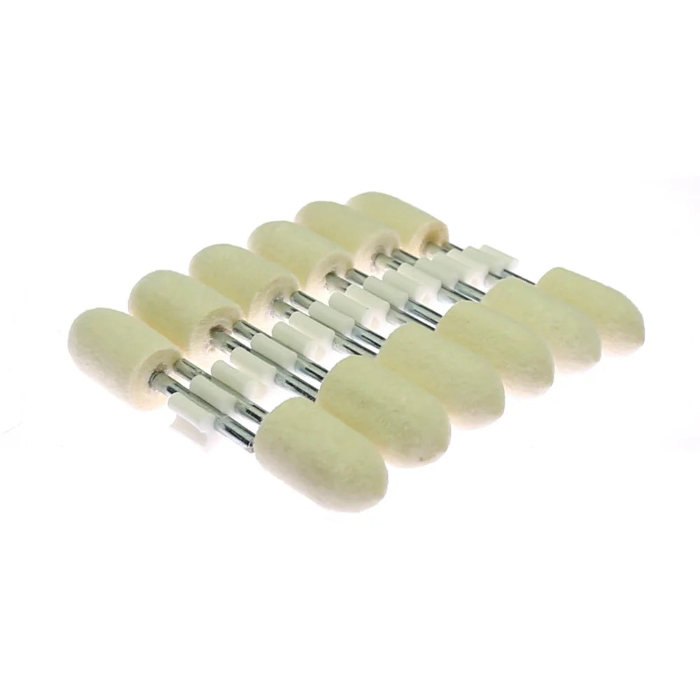 12-Pc Wool Felt Polishing Bobs 3mm Shaft – Rotary Tool Bits