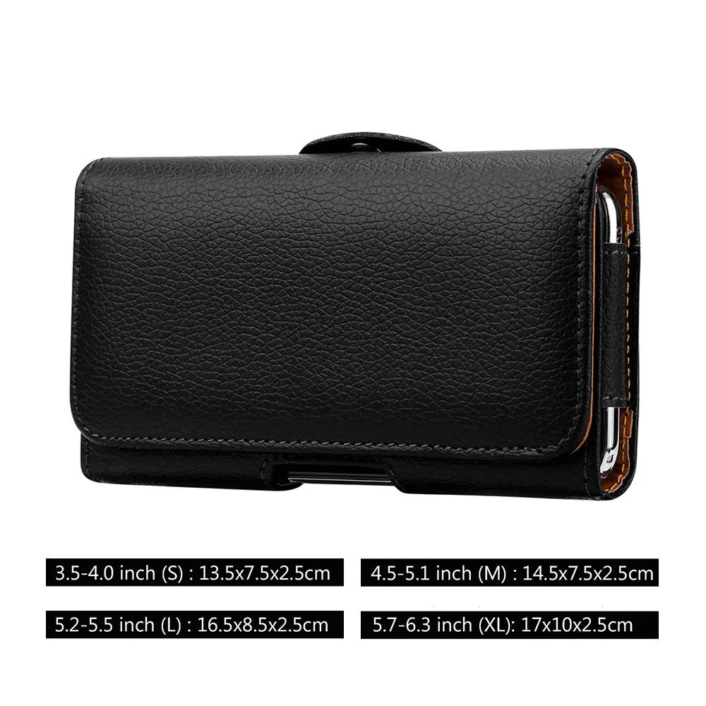 Universal PU Leather Belt Clip Phone Holster Pouch 3.5–6.3"