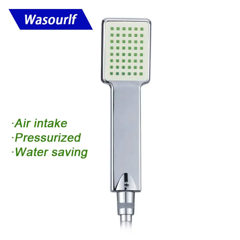 WASOURLF Water-Saving Handheld Shower Head | Chrome Square ABS