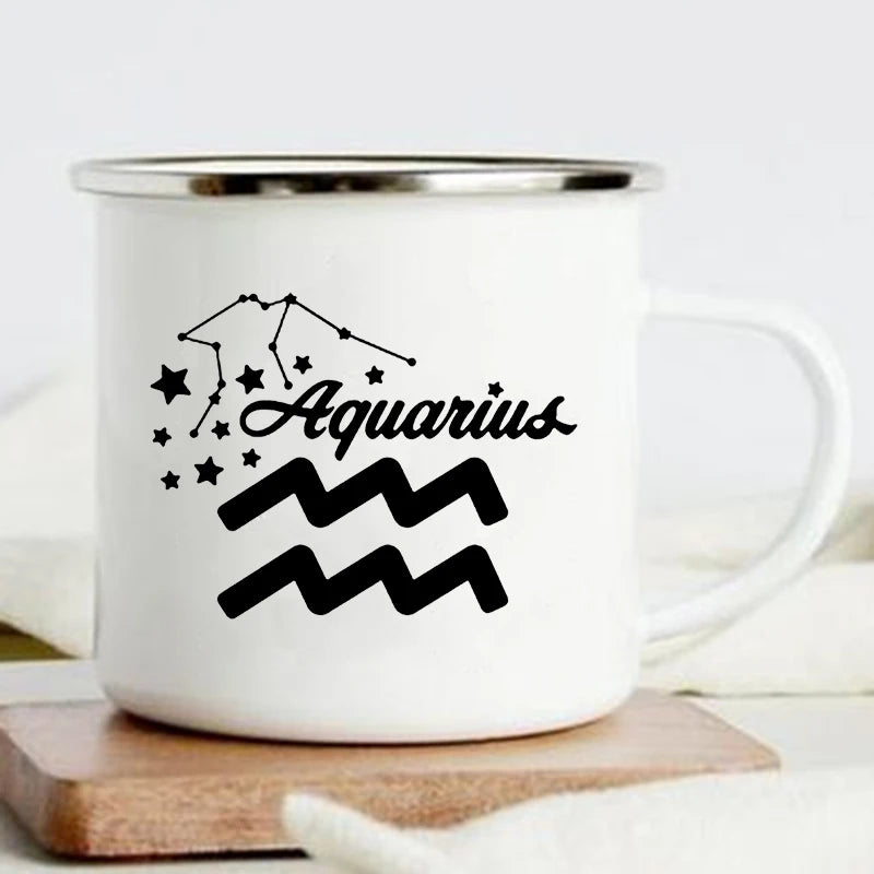 Zodiac Constellation Enamel Mug – 360ml Coffee & Tea Cup