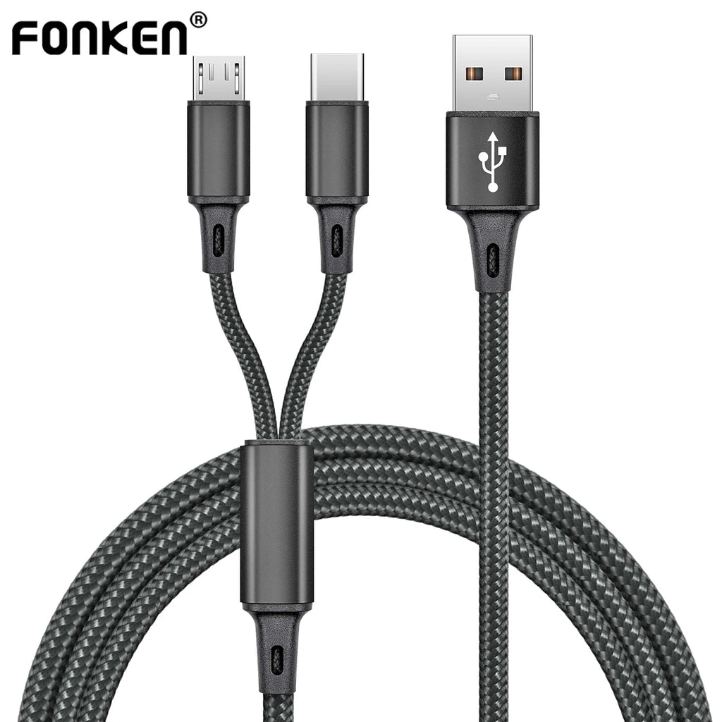 FONKEN 2-in-1 USB Cable Micro USB & Type-C Fast Charge