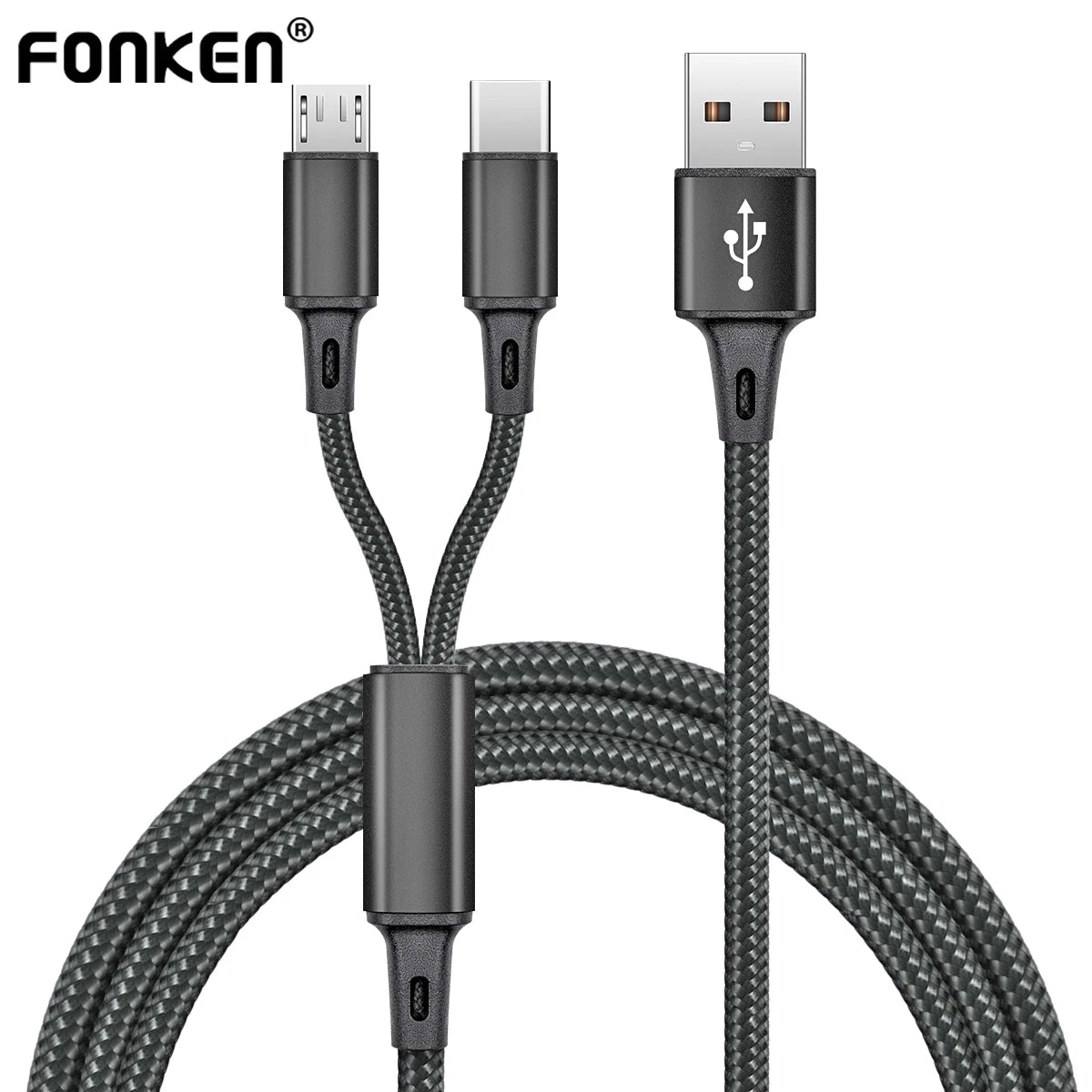 FONKEN 2-in-1 USB Cable Micro USB & Type-C Fast Charge