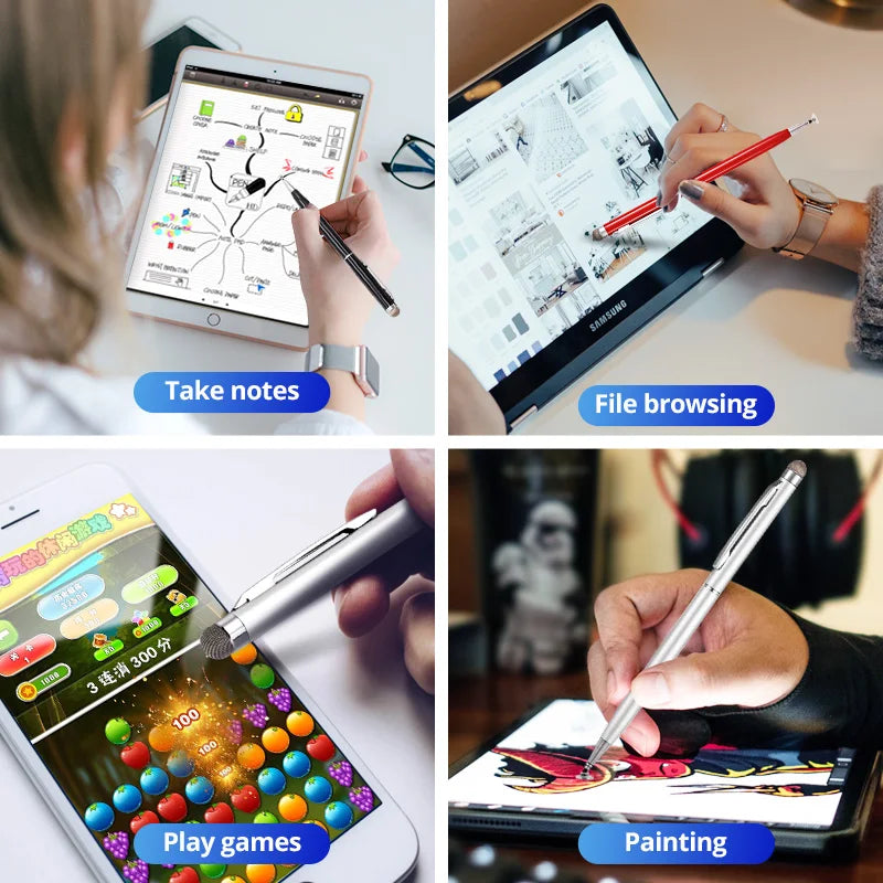 Universal 2-in-1 Stylus Pen for Tablets, iPhones & Android