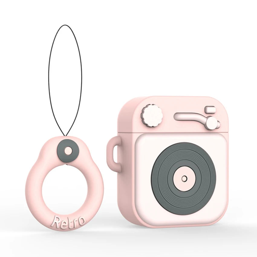 Retro Phonograph AirPods Case – Shockproof Silicone Cover