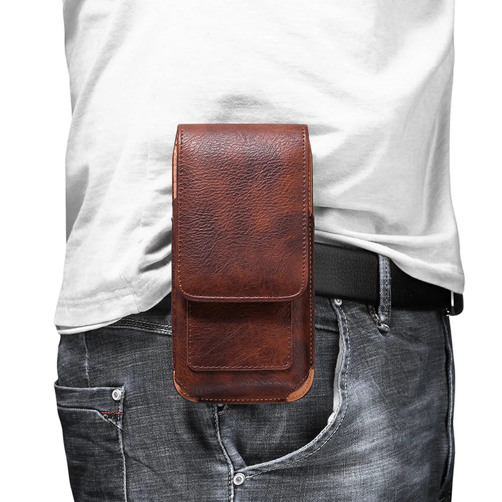 Universal Leather Belt Clip Phone Pouch Holster 3.5–6.3"