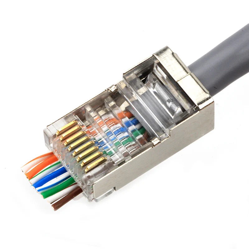 OULLX RJ45 Cat6/Cat6A Gold-Plated Pass-Through Connectors 20/50/100pk