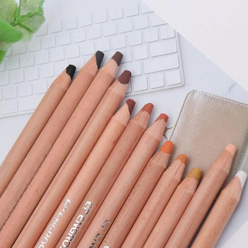 12 Skin Tone Pastel Pencils – 4B 5mm Core for Artists