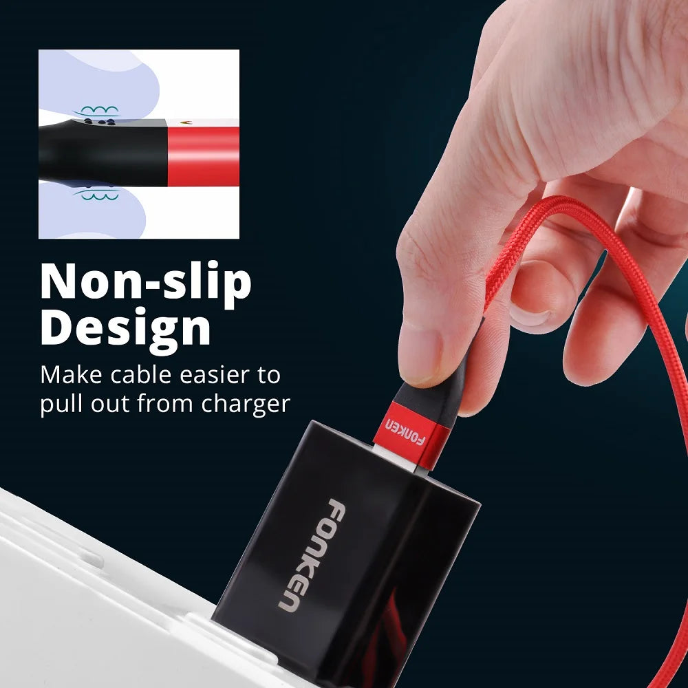FONKEN Magnetic USB Type-C & Micro USB 3A Charging Cable