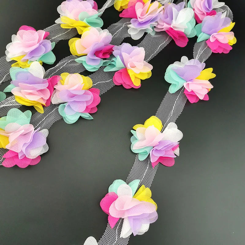 60-Piece Colorful Petal Chiffon Lace Ribbon Set – Crafts & Gifts