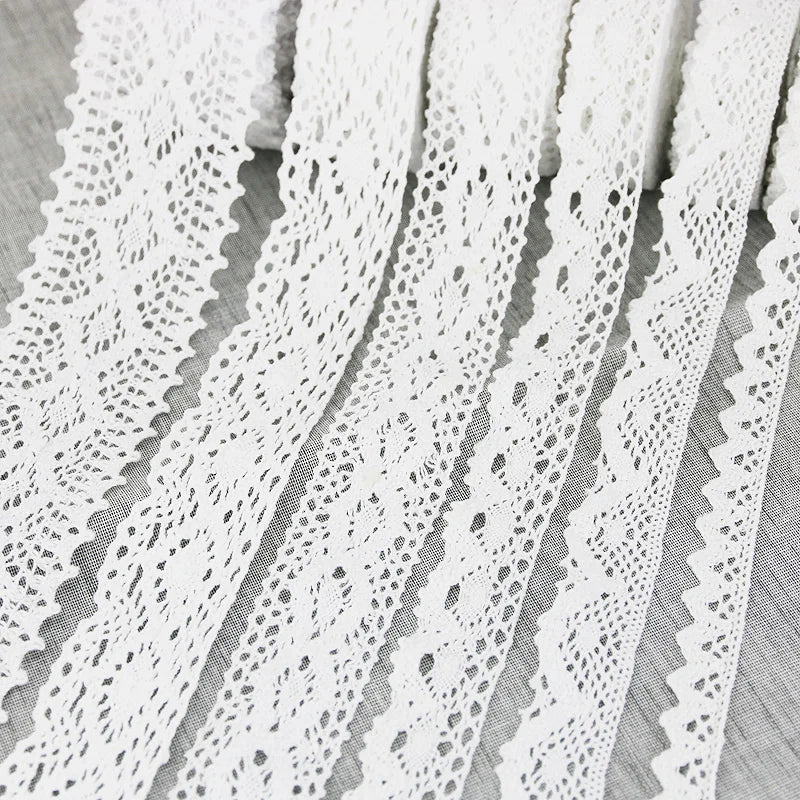 5M White Cotton Embroidered Lace Trim – DIY Sewing Ribbon