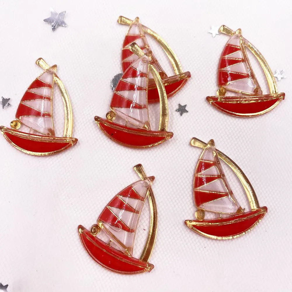 Resin Sailboat Flatback Rhinestone Figurines – DIY Craft Decor