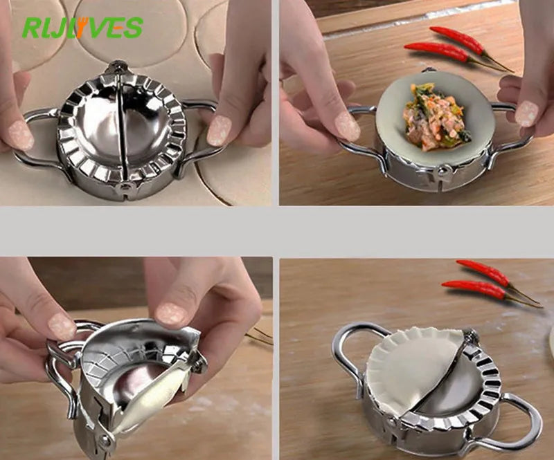 Stainless Steel Dumpling Maker Mold & Wrapper Cutter Set