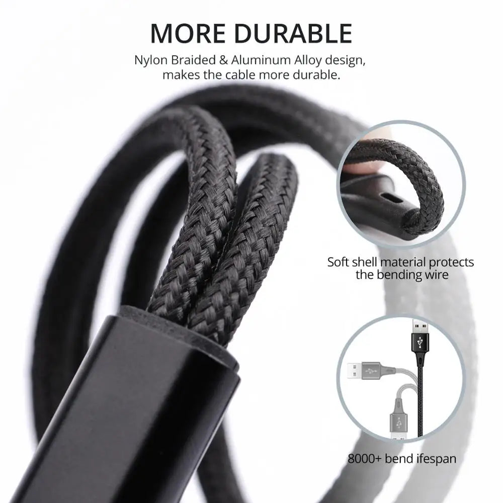 FONKEN 2-in-1 USB Cable Micro USB & Type-C Fast Charge
