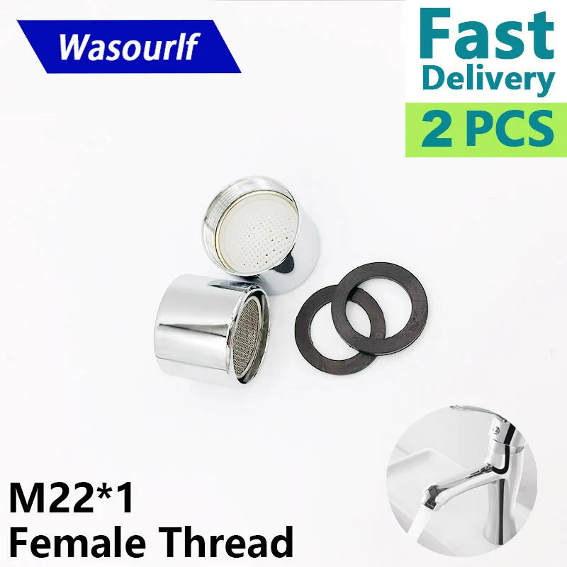 M22 Female Thread Faucet Aerator 2-Pack – Brass & Steel