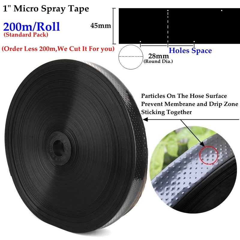 Φ28mm Micro Spray Tape Drip Irrigation Hose 200m Roll