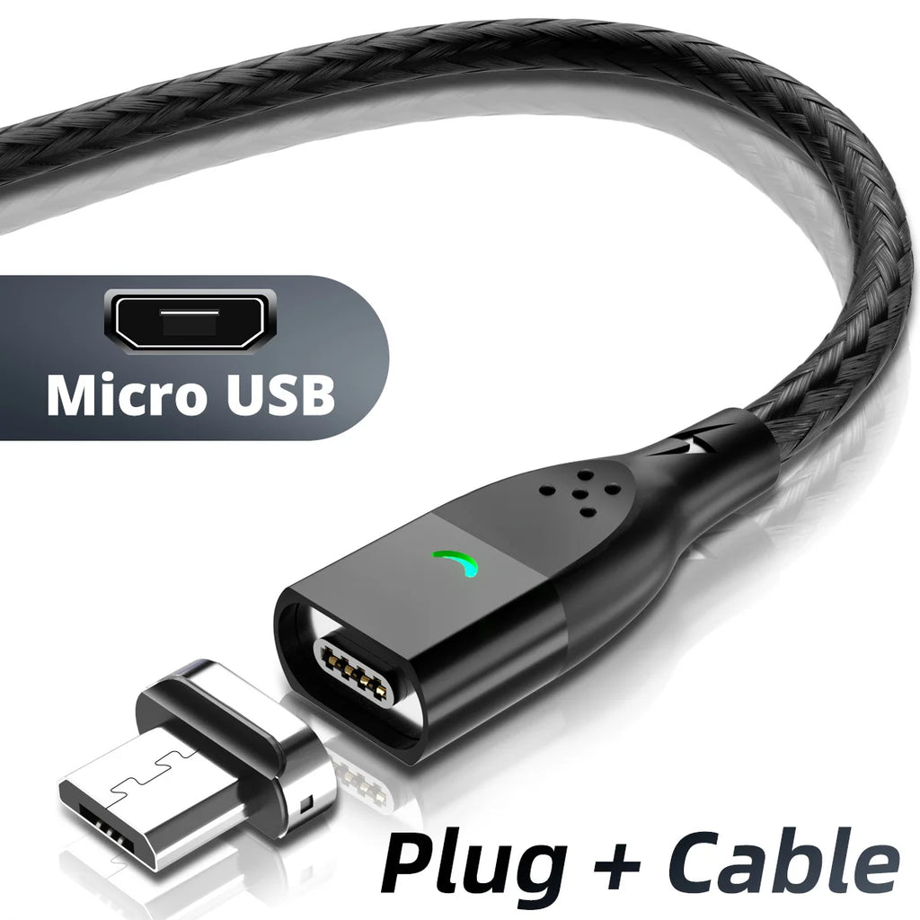 FONKEN Magnetic USB-C & Micro USB Cable – 3A Fast Charge