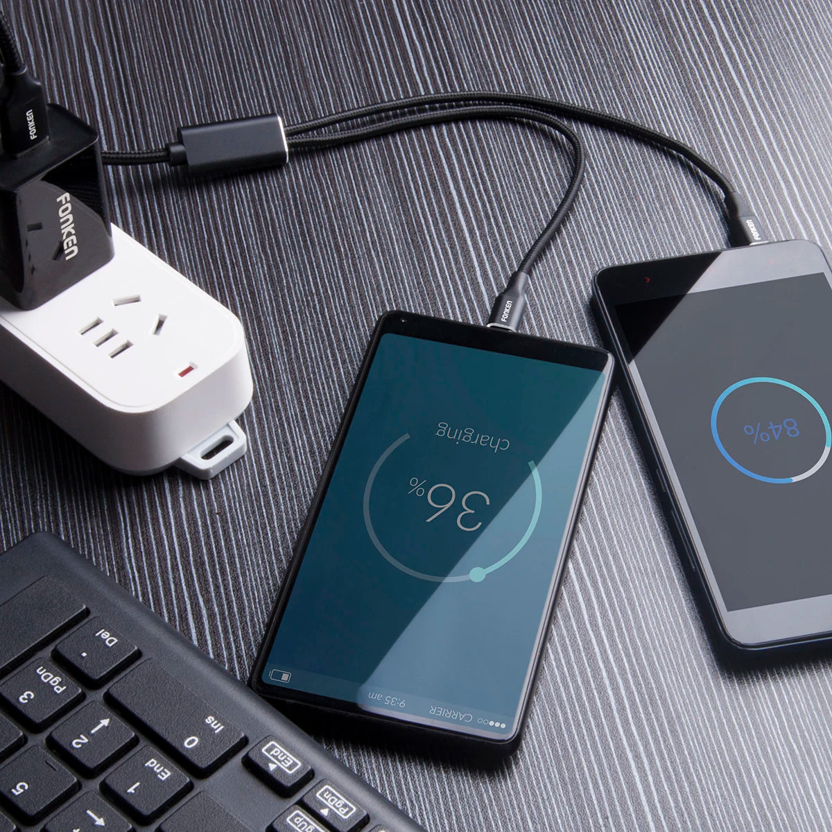 FONKEN 2-in-1 USB Cable Micro USB & Type-C Fast Charge