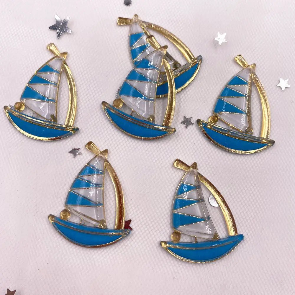 Resin Sailboat Flatback Rhinestone Figurines – DIY Craft Decor