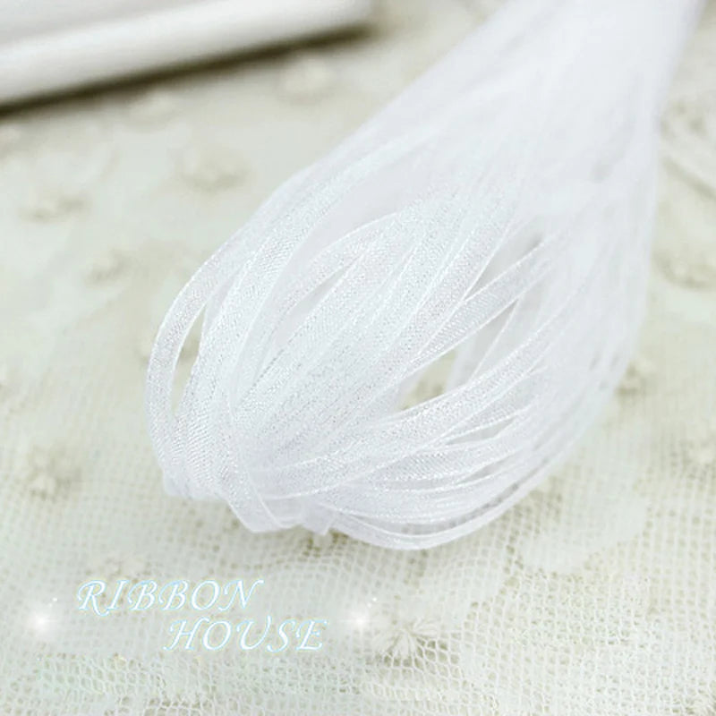 White Organza Ribbon 3mm x 40M – Gift Wrapping & Crafts