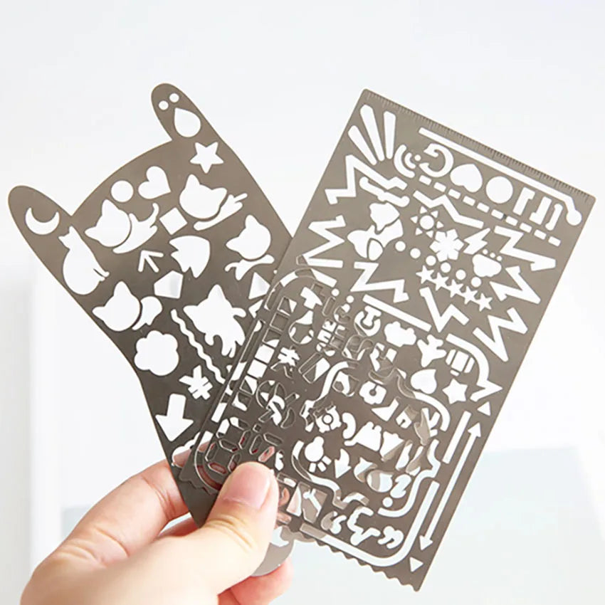 Stainless Steel Geometric Drawing Template Ruler – Multi-Pattern