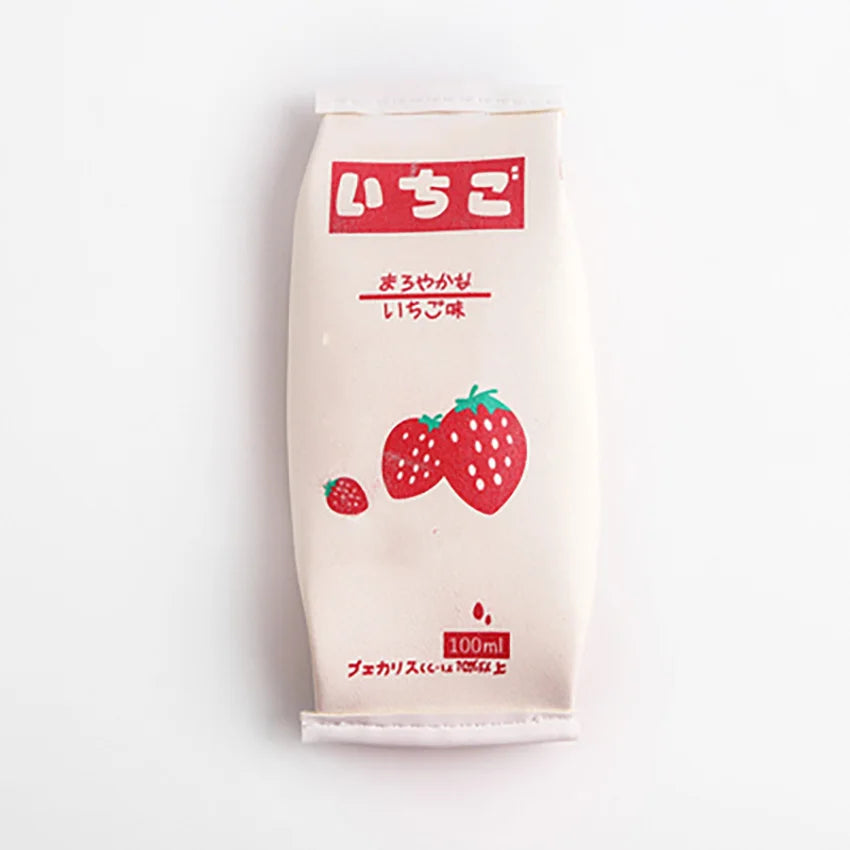 Strawberry Milk Shape Pencil Case – Cute PU Stationery Bag