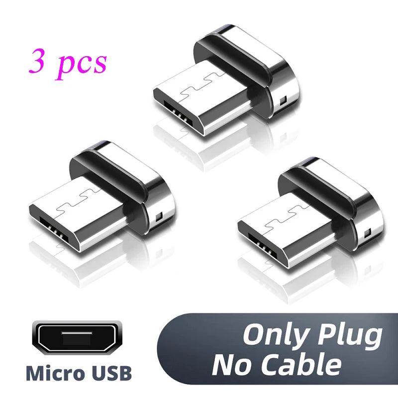 3-Pack Square Magnetic Charging Tips – Micro USB & Type-C