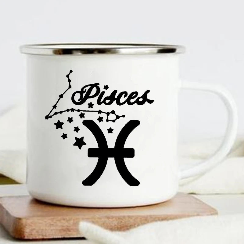 Zodiac Constellation Enamel Mug – 360ml Coffee & Tea Cup