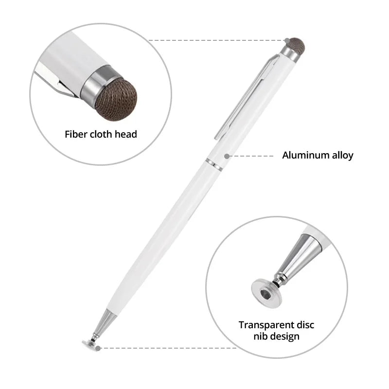 Universal 2-in-1 Stylus Pen for Tablets, iPhones & Android
