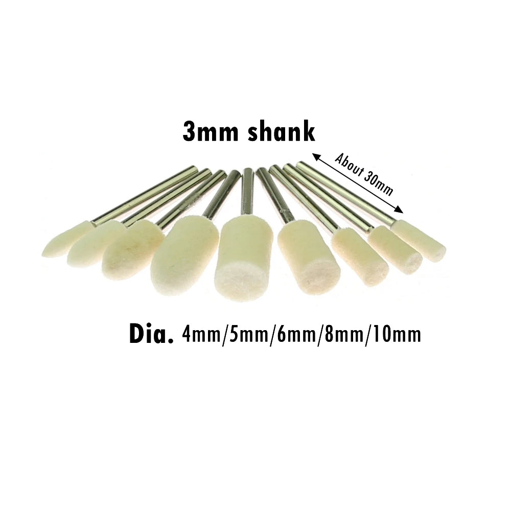 10-Pc Wool Felt & Cowhide Polishing Wheel Set – Rotary Tool