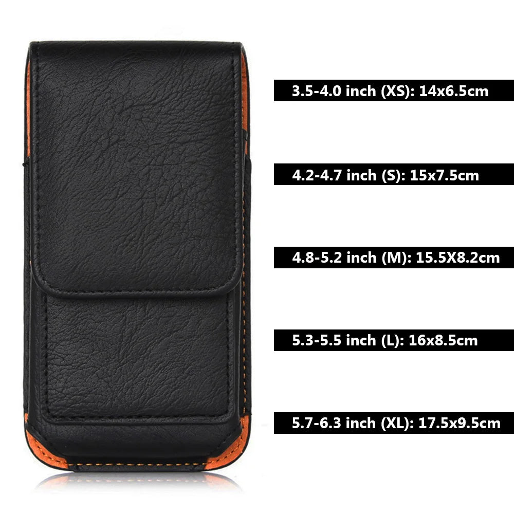 Universal Leather Belt Clip Phone Pouch Holster 3.5–6.3"